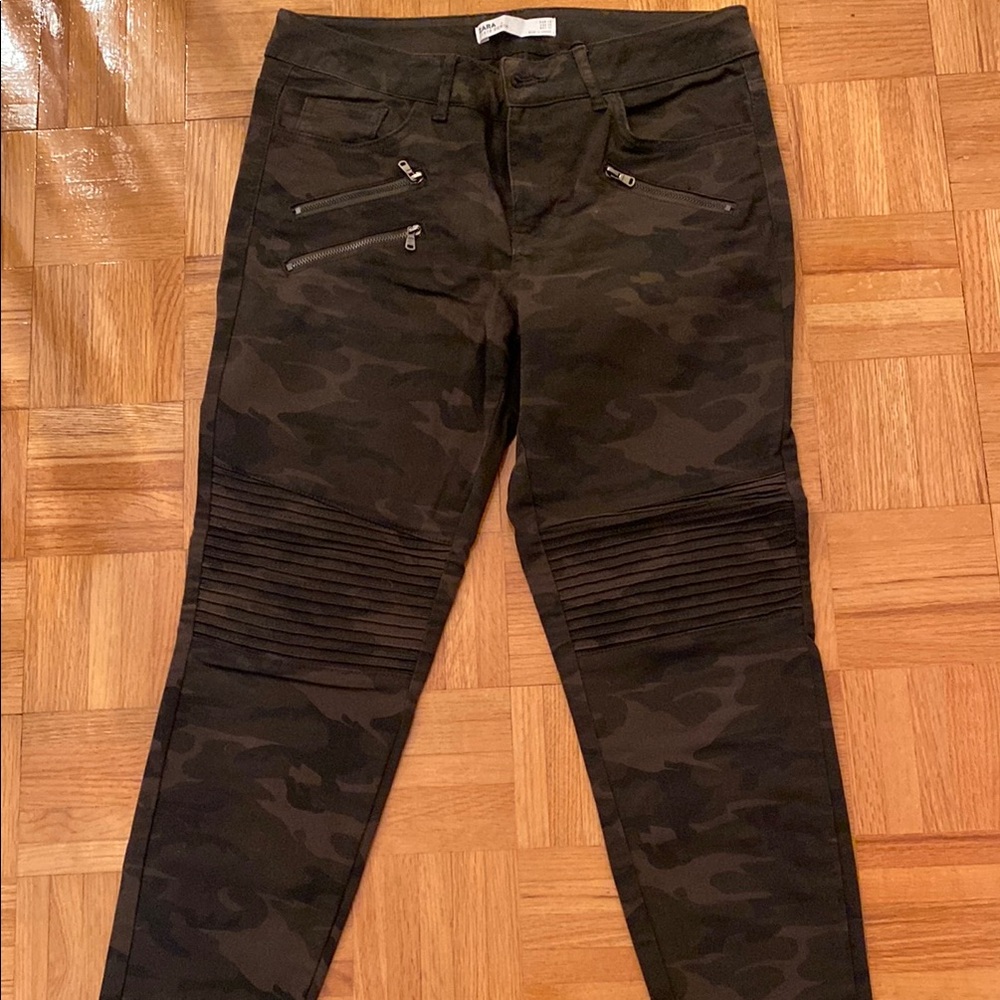 Zara Camo Moto Jeans